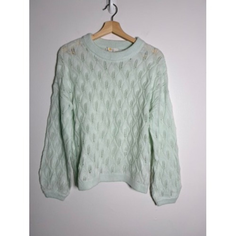 Boden Crew Neck Drop Shoulder Open Knit Design Sweater Mint Green size US 8